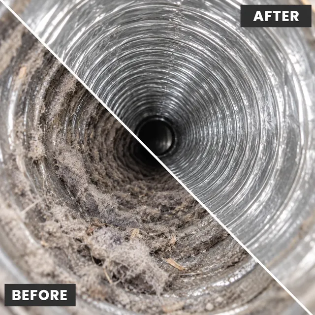 Dryer vent duct before and after lint removal